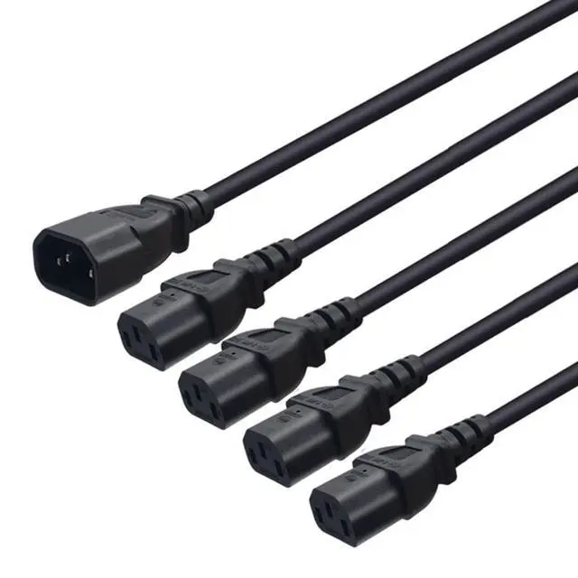 Alt view image 5 of 7 - IEC320 C14 to C13 4 Way Y Splitter Power Adapter Cable 10A 250V UPS PSU Extension Cable,IEC320 C13 4 in 1 C14 AC Power Cable Power 4 Monitors at Once (C14 to 4 X C13-0.6M)