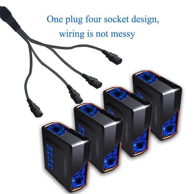 Alt view image 4 of 7 - IEC320 C14 to C13 4 Way Y Splitter Power Adapter Cable 10A 250V UPS PSU Extension Cable,IEC320 C13 4 in 1 C14 AC Power Cable Power 4 Monitors at Once (C14 to 4 X C13-0.6M)