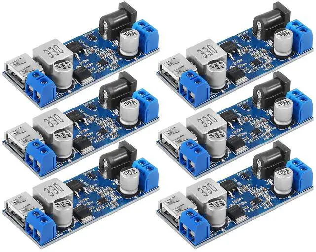 Main image of 6pcs DC 6V 9V 12V 24V to DC 5V 5A Buck Converter Module, 9-36V Step Down to USB 5V Transformer Dual Output Voltage Regulator Board for Phone Fast Charging