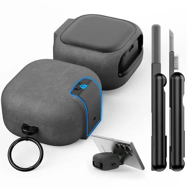 Main image of Secure Lock Case for Galaxy Buds 4 Pro/Buds 4 Case with Phone Stand | with Cleaning Kit & Keychain, Sandstone Finish, Supports Wireless Charging, Case for Samsung Galaxy Buds4 / 4 Pro