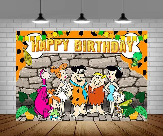 Main image of Flintstones Pebbles Backdrop for Birthday Party Supplies 5x3ft Dino and Pebblies Theme Baby Shower Banner for Party Decorations
