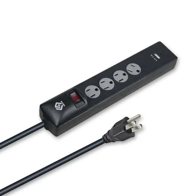 Alt view image 3 of 6 - Surge Protector Power Strip, 4 Outlets, Two USB 2.4A Ports (1A1C), 4FT Extension Cord, 500 Joules, 15A/1800W,Wall Mountable, UL Listed