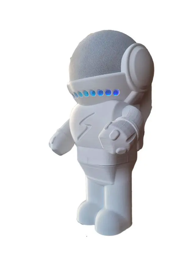 Alt view image 3 of 7 - Table Stand Holder Compatible with Amazon Alexa Smart Speaker Echo Dot (4th and 5th gen.) and Apple HomePod Mini, Astro Hero Robot Style (White)
