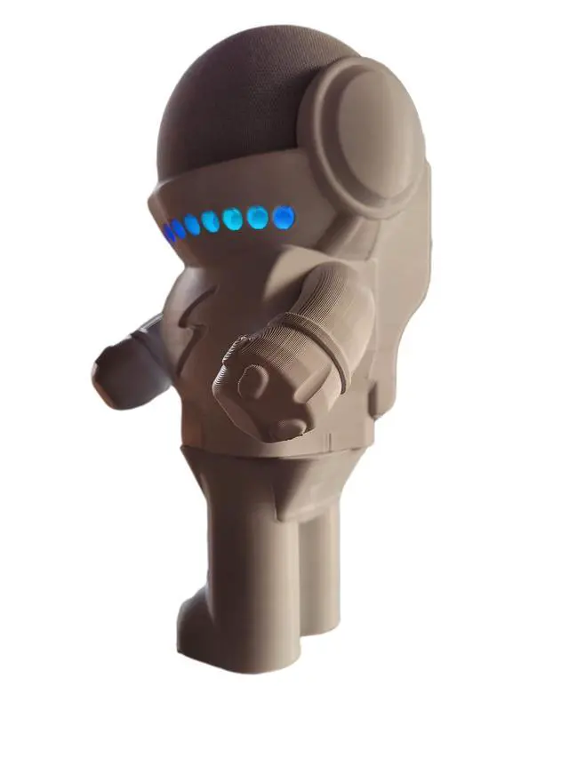 Alt view image 4 of 7 - Table Stand Holder Compatible with Amazon Alexa Smart Speaker Echo Dot (4th and 5th gen.) and Apple HomePod Mini, Astro Hero Robot Style (White)
