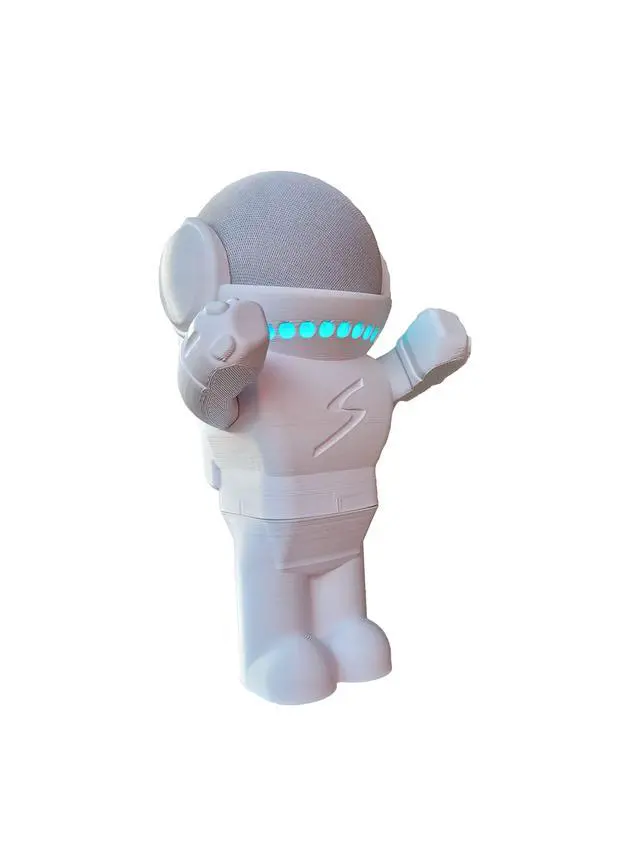 Alt view image 7 of 7 - Table Stand Holder Compatible with Amazon Alexa Smart Speaker Echo Dot (4th and 5th gen.) and Apple HomePod Mini, Astro Hero Robot Style (White)