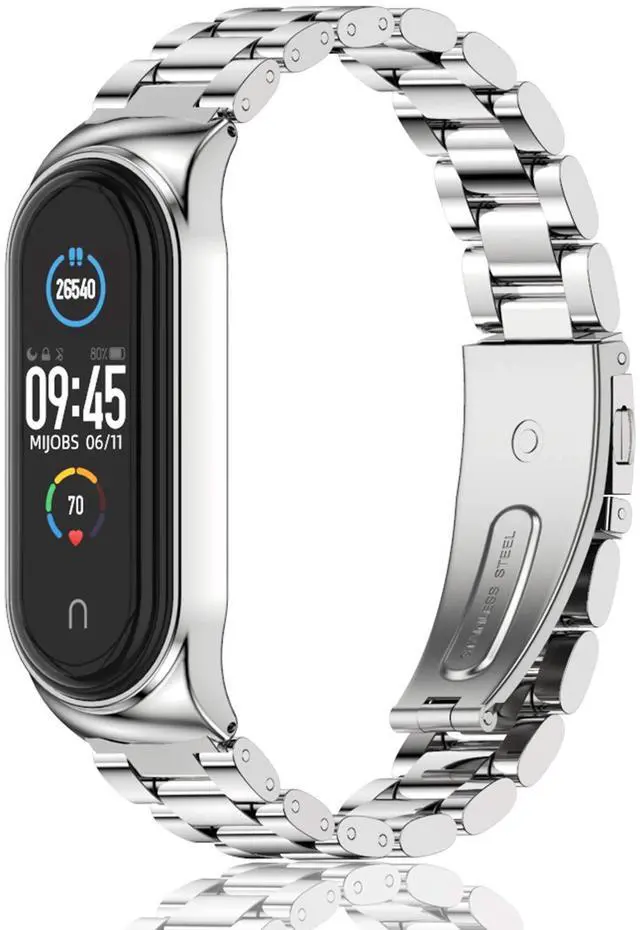 Main image of Strap for Xiaomi Mi Band 6 Mi Band 5, Metal Strap Compatible with Mi Band 4 Mi Band 3 Replacement Wristband Stainless Steel Watch Band for Men Women