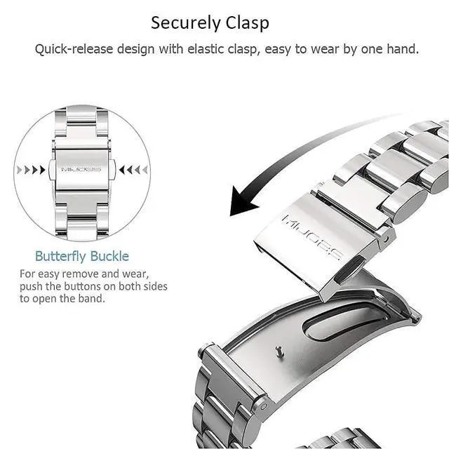 Alt view image 5 of 6 - Strap for Xiaomi Mi Band 6 Mi Band 5, Metal Strap Compatible with Mi Band 4 Mi Band 3 Replacement Wristband Stainless Steel Watch Band for Men Women