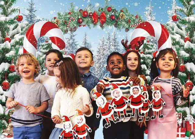 Alt view image 4 of 6 - Merry Christmas Candy Cane Backdrop Winter Snowy Scene Christmas Tree Photography Background Christmas Holiday New Year Xmas Eve Family Party Decorations Banner Booth Props (10x8FT(3.0m x 2.4m))