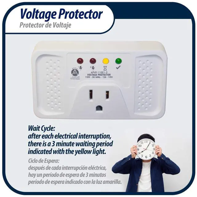 Alt view image 5 of 6 - Appli Parts APVP-11EE1-3 120 V Voltage Surge Protector for Refrigerators, 50/60 Hz, 12 A, 140 joules, regulator with time delay works with all electronic appliance brands