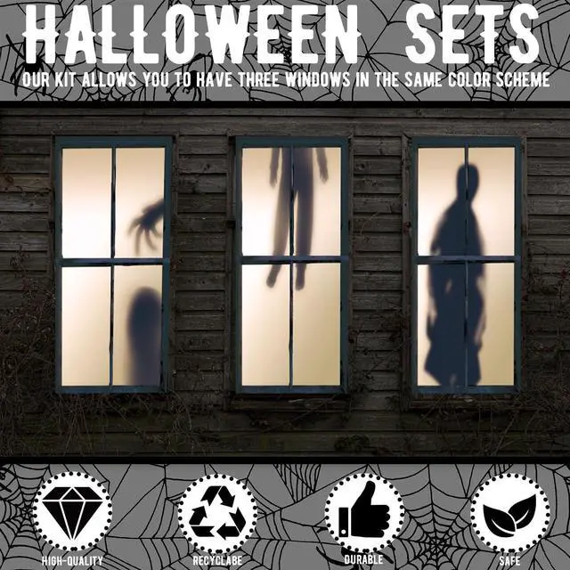 Alt view image 5 of 6 - 3 Pcs Halloween Window Decorations Horror Lower Body Full Body Upper Scary Hands Curtain Decor Poster Decorations for Window Door Halloween Party Decors