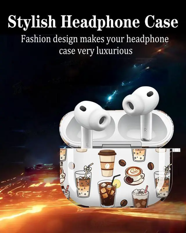 Alt view image 5 of 6 - Compatible with AirPods Pro 3 Generation 2025 Case, Shockproof Cover with Golden Buckle for Women & Girls, Protective Anti-Drop Design(Coffee Cup)