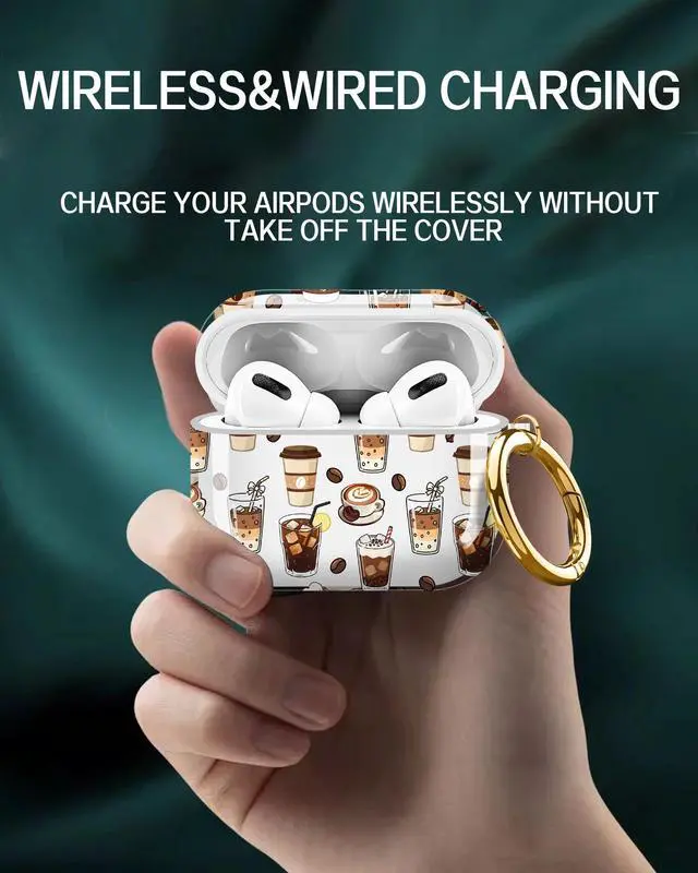 Alt view image 2 of 6 - Compatible with AirPods Pro 3 Generation 2025 Case, Shockproof Cover with Golden Buckle for Women & Girls, Protective Anti-Drop Design(Coffee Cup)