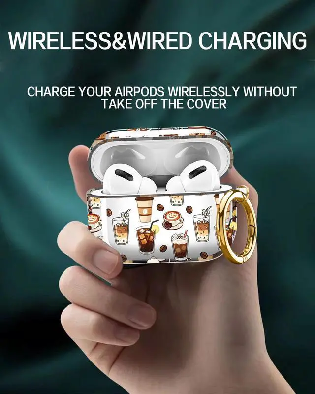 Alt view image 2 of 6 - Compatible with AirPods Pro 2nd / 1st Generation Case, Shockproof Cover with Golden Buckle for Women & Girls, Protective Anti-Drop Design(Coffee Cup)