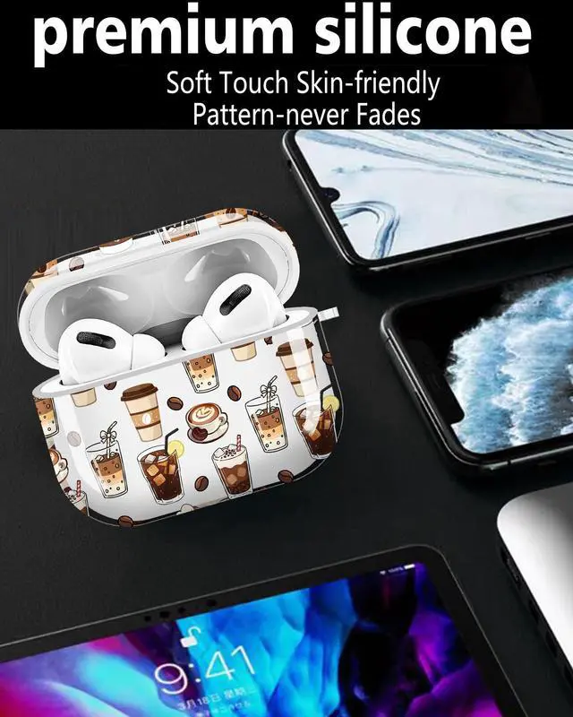 Alt view image 6 of 6 - Compatible with AirPods Pro 3 Generation 2025 Case, Shockproof Cover with Golden Buckle for Women & Girls, Protective Anti-Drop Design(Coffee Cup)