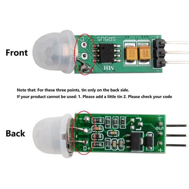 Alt view image 2 of 6 - HC-SR505 Mini Infrared PIR Motion Sensor, Micro IR Pyroelectric Human Movement Detector Sensors Module (Pack of 5)