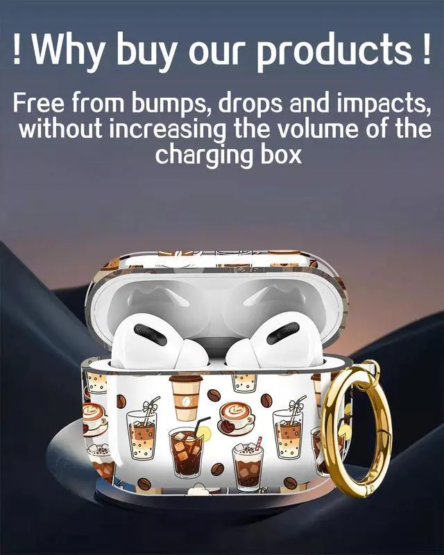 Alt view image 4 of 6 - Compatible with AirPods Pro 2nd / 1st Generation Case, Shockproof Cover with Golden Buckle for Women & Girls, Protective Anti-Drop Design(Coffee Cup)