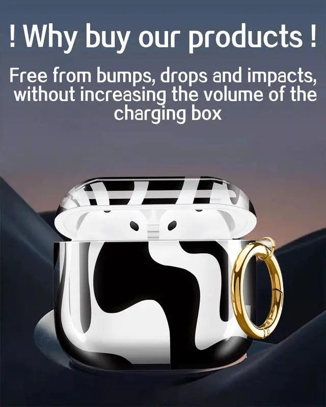 Alt view image 4 of 6 - Compatible with AirPods 4th Generation Case 2024, Shockproof Cover with Golden Buckle for Women & Girls, Protective Anti-Drop Design(Artistic Pattern)