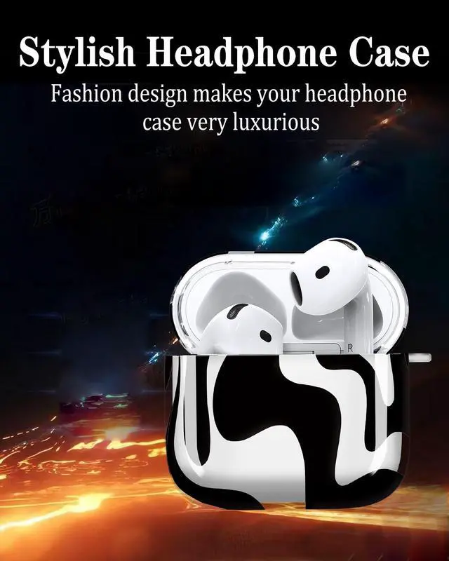 Alt view image 5 of 6 - Compatible with AirPods 4th Generation Case 2024, Shockproof Cover with Golden Buckle for Women & Girls, Protective Anti-Drop Design(Artistic Pattern)