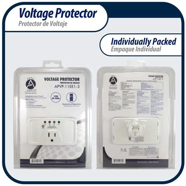 Alt view image 6 of 6 - Appli Parts APVP-11EE1-3 120 V Voltage Surge Protector for Refrigerators, 50/60 Hz, 12 A, 140 joules, regulator with time delay works with all electronic appliance brands