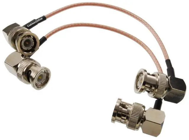 Main image of CablesOnline, 2-Pack 6-inches BNC Right-Angle Male to BNC Right-Angle Male 50-Ohm RG316 Slim Coaxial Low Loss Jumper RF Cables, RF-BC300-2