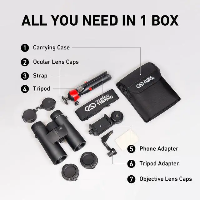 Alt view image 6 of 6 - 15X45 HD Binoculars for Adults High Powered with Binocular Harness Strap, Phone Adapter and Tripod, IPX7 Waterproof Binoculars for Hunting Wildlife Bird Watching Cruise Ship Travel Hiking
