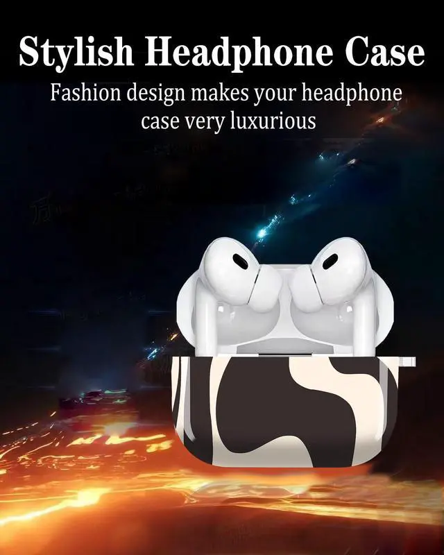 Alt view image 5 of 6 - Compatible with AirPods Pro 2nd / 1st Generation Case, Shockproof Cover with Golden Buckle for Women & Girls, Protective Anti-Drop Design(Beige Artistic Pattern)