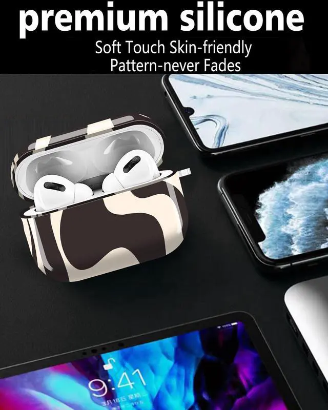 Alt view image 6 of 6 - Compatible with AirPods Pro 2nd / 1st Generation Case, Shockproof Cover with Golden Buckle for Women & Girls, Protective Anti-Drop Design(Beige Artistic Pattern)