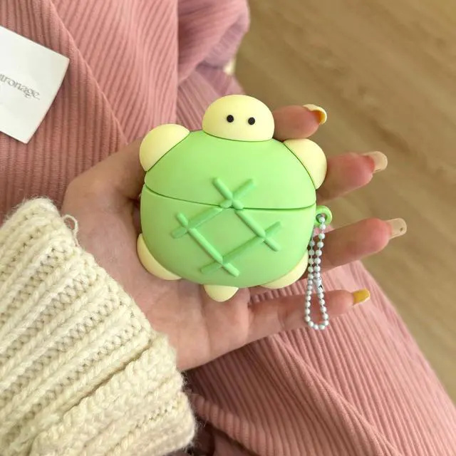 Alt view image 3 of 7 - Case Compatible with 2024 Airpods 4,Cute Kawaii Turtle Design Portable Cartoon Earbuds Accessories Soft Silicone Wireless Earphone Shockproof Protector with Chain