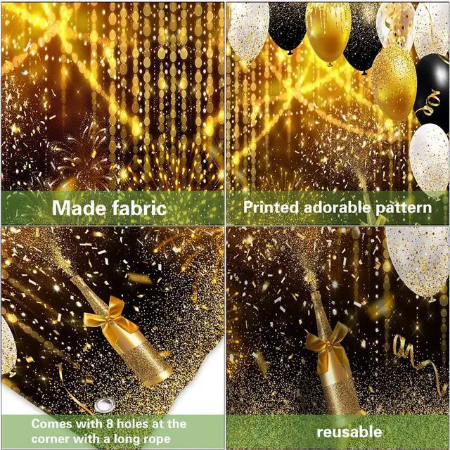 Alt view image 7 of 7 - 16X7ft Black and Gold Glitter Party Garage Door Cover Decoration, Birthday Wedding Bridal Prom Graduation New Year Balloons Garage Buddy Party Decor Banner Cover Photography Background