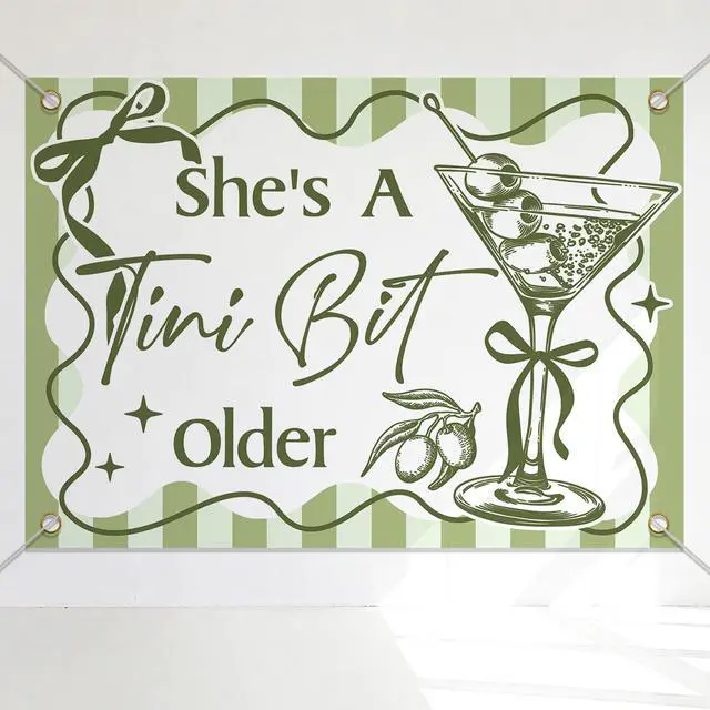 Main image of 7 x 5ft Shes A Tini Bit Older Backdrop - A Tiny Bit Older Birthday Decorations - Martini Birthday Party Decorations