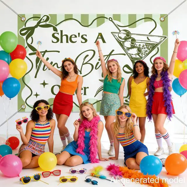 Alt view image 3 of 7 - 7 x 5ft Shes A Tini Bit Older Backdrop - A Tiny Bit Older Birthday Decorations - Martini Birthday Party Decorations