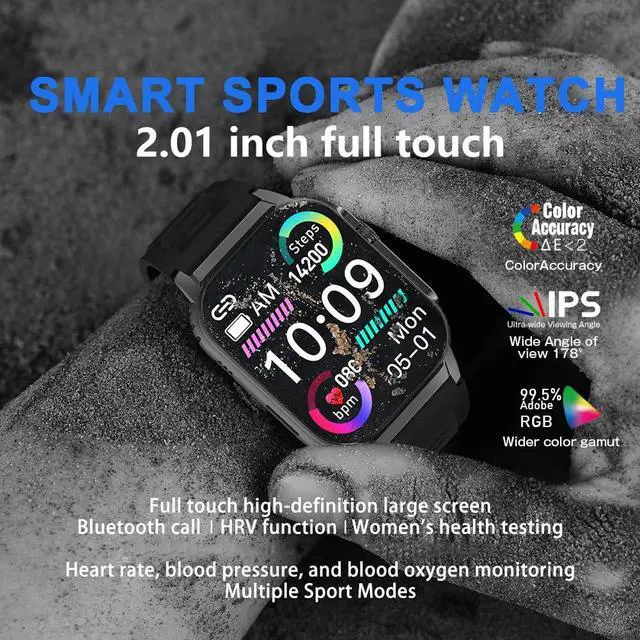 Alt view image 2 of 7 - Smart Watch for Men Women, Fitness Watch Compatible with Android iOS | Dial/Answer Calls, Activity Trackers with Heart Rate/Sleep Monitor,100 Sports Modes/IP68 Waterproof, 2.01" HD Touchscreen