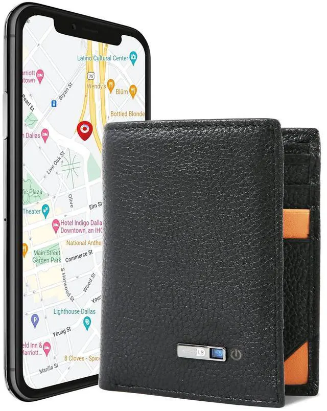 Main image of Trackable Wallet, Intelligent Tracker Finder with Position Locator (Via Phone GPS) Bifold Leather Card Purse Gifts for Christmas (Black)