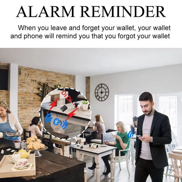 Alt view image 2 of 6 - Trackable Wallet, Intelligent Tracker Finder with Position Locator (Via Phone GPS) Bifold Leather Card Purse Gifts for Christmas (Black)