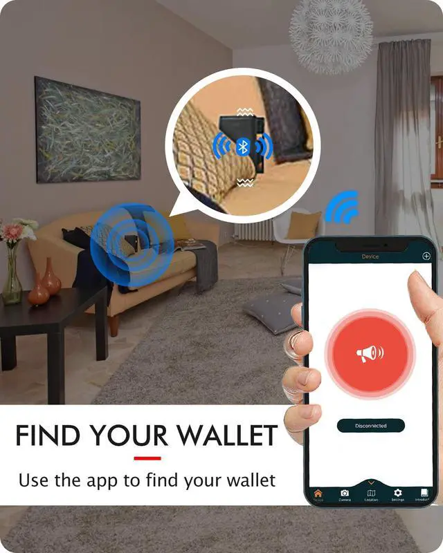 Alt view image 3 of 6 - Trackable Wallet, Intelligent Tracker Finder with Position Locator (Via Phone GPS) Bifold Leather Card Purse Gifts for Christmas (Black)