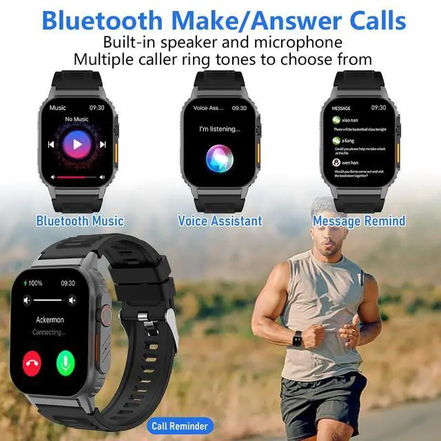 Alt view image 4 of 7 - Smart Watch for Men Women, Fitness Watch Compatible with Android iOS | Dial/Answer Calls, Activity Trackers with Heart Rate/Sleep Monitor,100 Sports Modes/IP68 Waterproof, 2.01" HD Touchscreen
