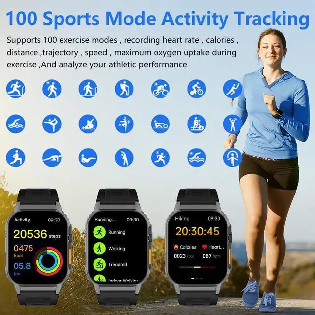 Alt view image 7 of 7 - Smart Watch for Men Women, Fitness Watch Compatible with Android iOS | Dial/Answer Calls, Activity Trackers with Heart Rate/Sleep Monitor,100 Sports Modes/IP68 Waterproof, 2.01" HD Touchscreen