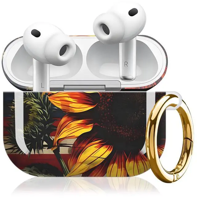 Main image of Compatible with AirPod Pro 3 Case (2025), Cute Soft TPU Protective Shockproof AirPod Pro 3rd Generation Case Cover with Golden Keychain for Women Men American Flag Sunflower