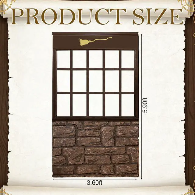 Alt view image 3 of 6 - Magical Party Decoration Magical Shop Door Cover | 5.9 x 3.6 Ft, Wizard Door Banner Sign, Wand Broom Shop Backdrop, for Halloween Magic Photo Booth Birthday Party