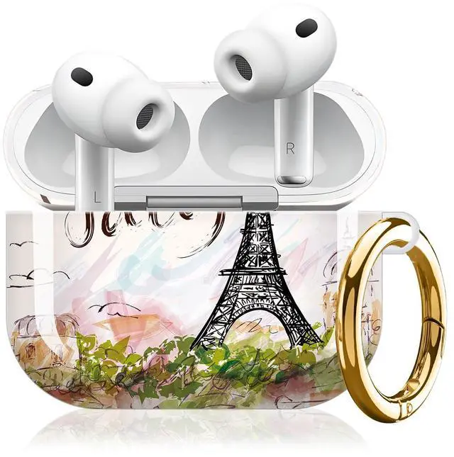 Main image of Compatible with AirPod Pro 3 Case (2025), Cute Soft TPU Protective Shockproof AirPod Pro 3rd Generation Case Cover with Golden Keychain for Women Men Cute Paris Towel