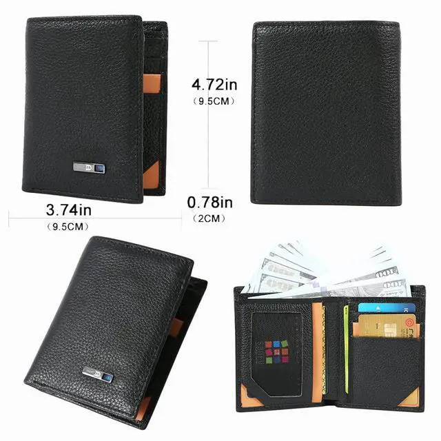 Alt view image 6 of 6 - Trackable Wallet, Intelligent Tracker Finder with Position Locator (Via Phone GPS) Bifold Leather Card Purse Gifts for Christmas (Black)