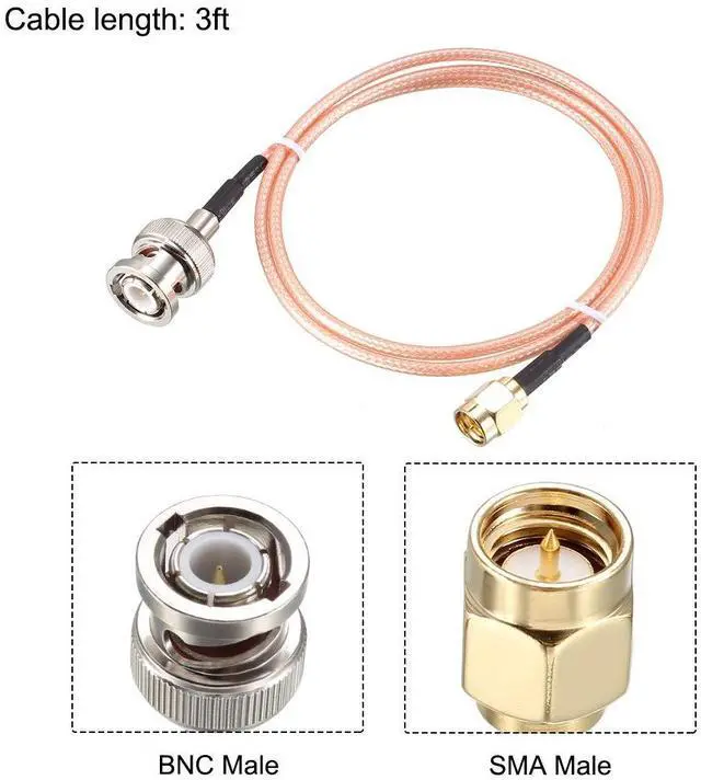 Alt view image 2 of 5 - RG316 Coaxial Cable with BNC Male to SMA Male Connectors 50 Ohm 3 ft 2pcs