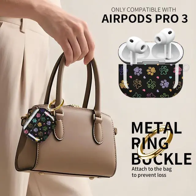 Alt view image 2 of 5 - Compatible with AirPod Pro 3 Case (2025), Cute Soft TPU Protective Shockproof AirPod Pro 3rd Generation Case Cover with Golden Keychain for Women Men Colorful Dog Paws
