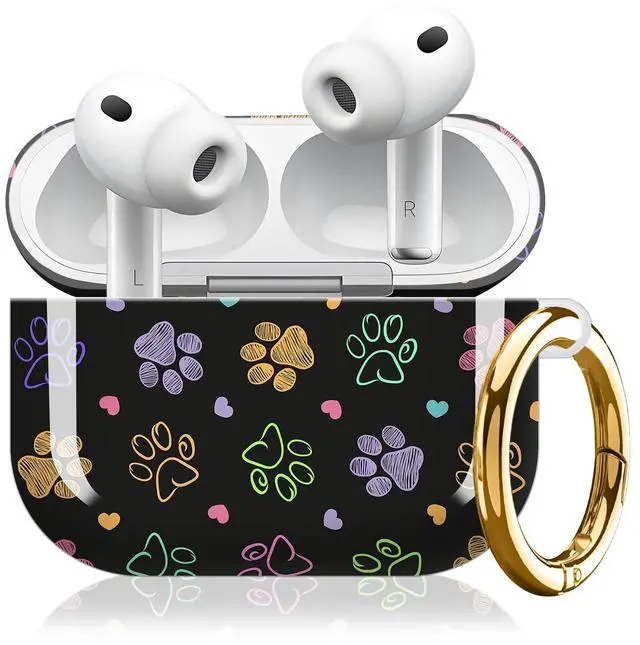 Main image of Compatible with AirPod Pro 3 Case (2025), Cute Soft TPU Protective Shockproof AirPod Pro 3rd Generation Case Cover with Golden Keychain for Women Men Colorful Dog Paws
