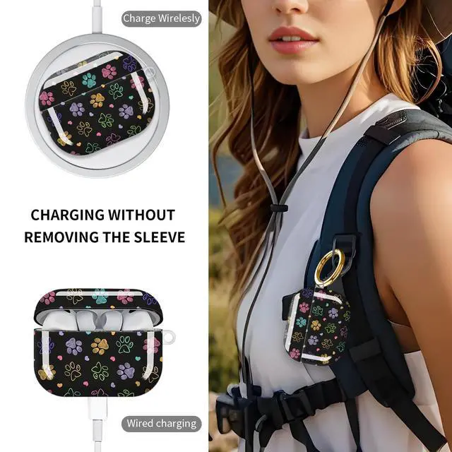 Alt view image 3 of 5 - Compatible with AirPod Pro 3 Case (2025), Cute Soft TPU Protective Shockproof AirPod Pro 3rd Generation Case Cover with Golden Keychain for Women Men Colorful Dog Paws