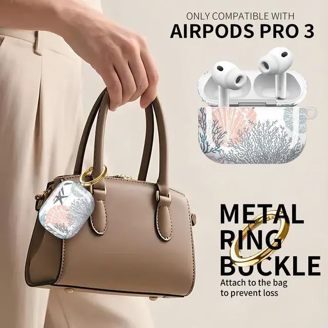 Alt view image 2 of 5 - Compatible with AirPod Pro 3 Case (2025), Cute Soft TPU Protective Shockproof AirPod Pro 3rd Generation Case Cover with Golden Keychain for Women Men Cute Seastars