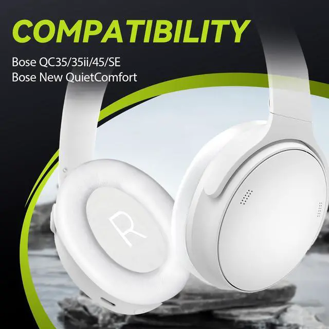 Alt view image 4 of 6 - Replacement Ear-Pads Cushions for Bose QuietComfort 45 35 35ii (QC45/ QC35/ QC35ii), Premium Ear Covers Compatible with QuietComfort SE (QC SE)/ New QuietComfort Headphones (White)