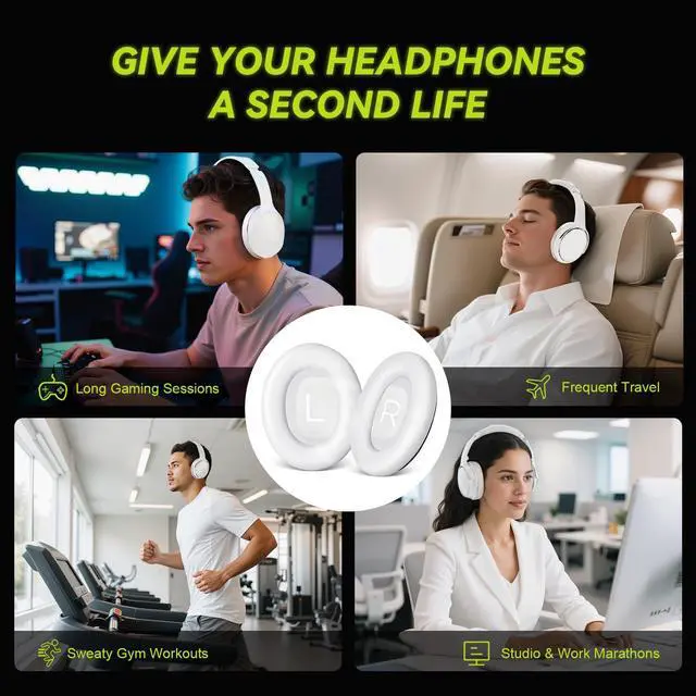 Alt view image 6 of 6 - Replacement Ear-Pads Cushions for Bose QuietComfort 45 35 35ii (QC45/ QC35/ QC35ii), Premium Ear Covers Compatible with QuietComfort SE (QC SE)/ New QuietComfort Headphones (White)