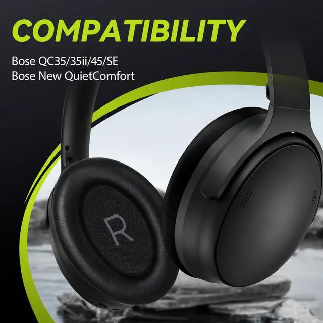 Alt view image 4 of 6 - Replacement Ear-Pads Cushions for Bose QuietComfort 45 35 35ii (QC-45 QC-35 QC-35 ii), Premium Ear Covers Compatible with QuietComfort SE (QC SE)/ New QuietComfort Headphones (Black)