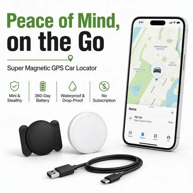 Alt view image 5 of 6 - Mini Tracker for Vehicles, Magnetic Car Tracker with Anti-Theft Alerts - Works with Apple Find My (iOS Only), IP65 Waterproof, No Subscription, Hidden Tracking Device for Cars, Bikes, Luggage